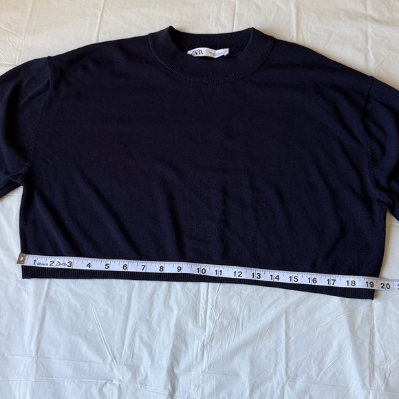 Zara Navy Cropped Sweater - Picture 6 of 9